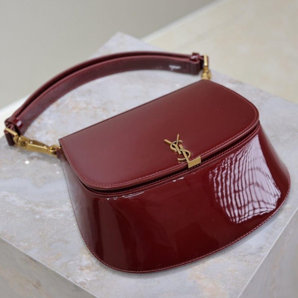 [S*per Vip 1:1] Sa1nt Lau*nt Mini Voltaire Top Handle Bag In Patent Leather Dark Red Wine 21Cm 800846Bmiiw6413
