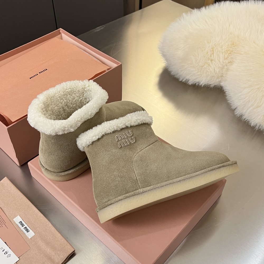 M1um1u Suede And Shearling Booties Desert Beige 5T515E Z0G F0F24 F Zf15