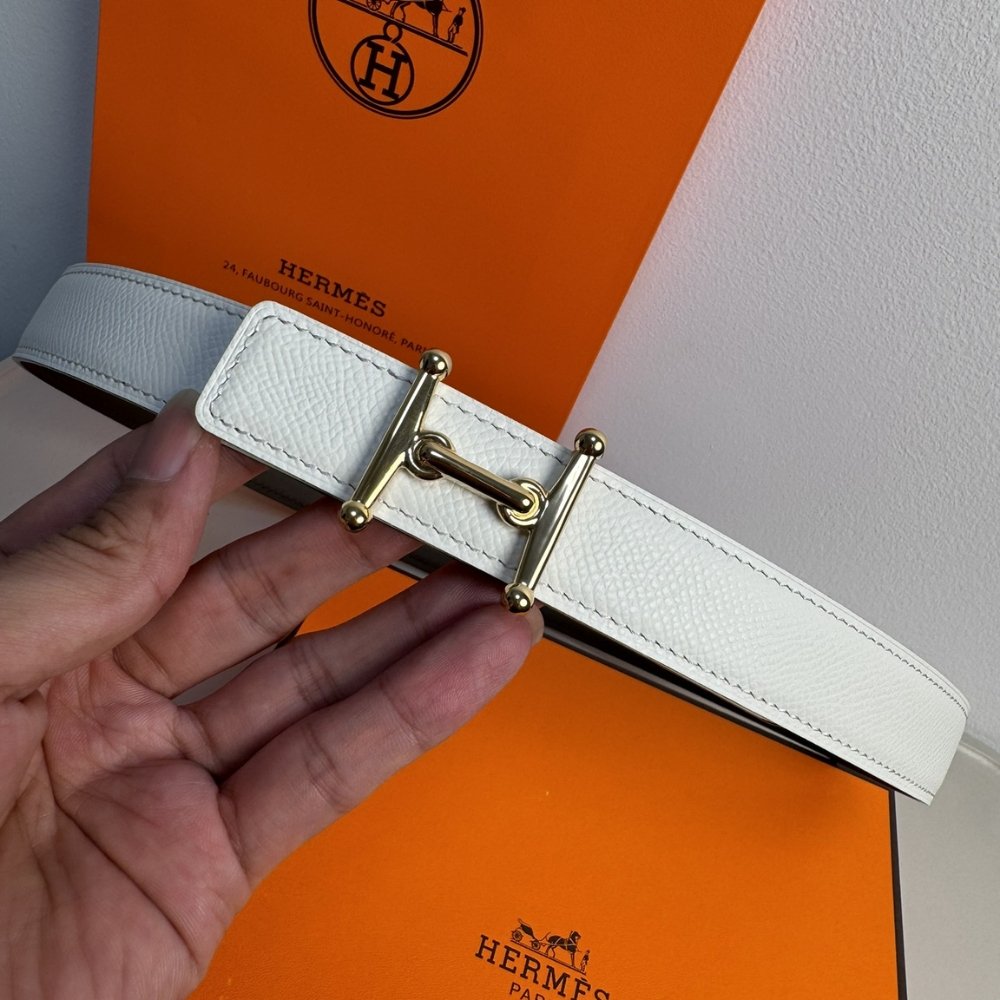 H**me5 Mors H Belt Buckle And Reversible Leather Strap Gold Black 24Mm H077922Cc06