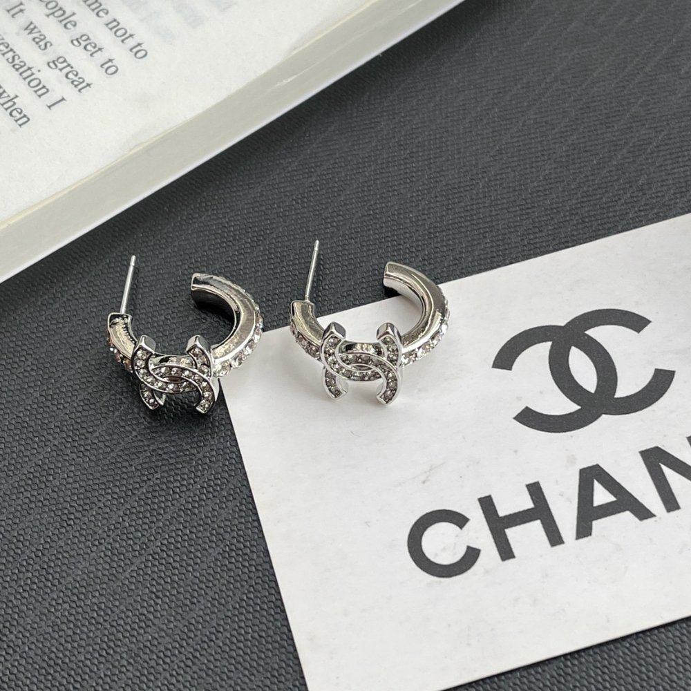 Ch**el Cc Mark Hoop Earrings In Silver Abf729 B20574 U0939