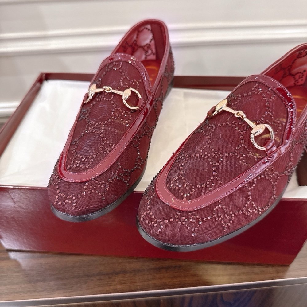 Gvc*1 Women Gg Crystal Jordaan Loafer Red 835483 Faeq0 6255