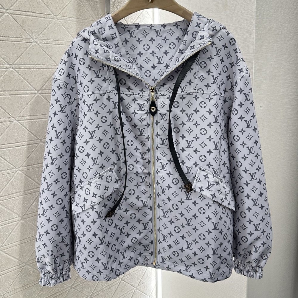 L0vis Vvtt0n Monogram Pattern Parka Jacket Black White 1Ahzpf