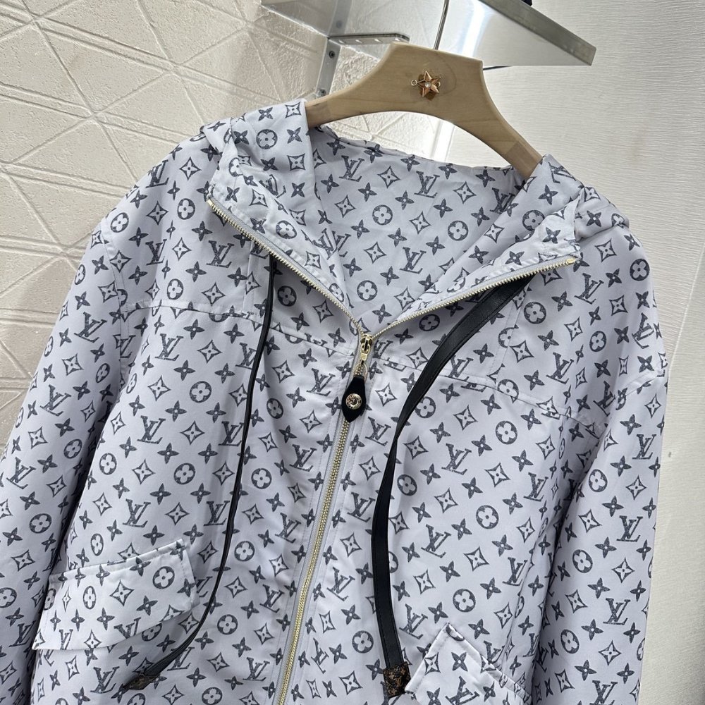 L0vis Vvtt0n Monogram Pattern Parka Jacket Black White 1Ahzpf