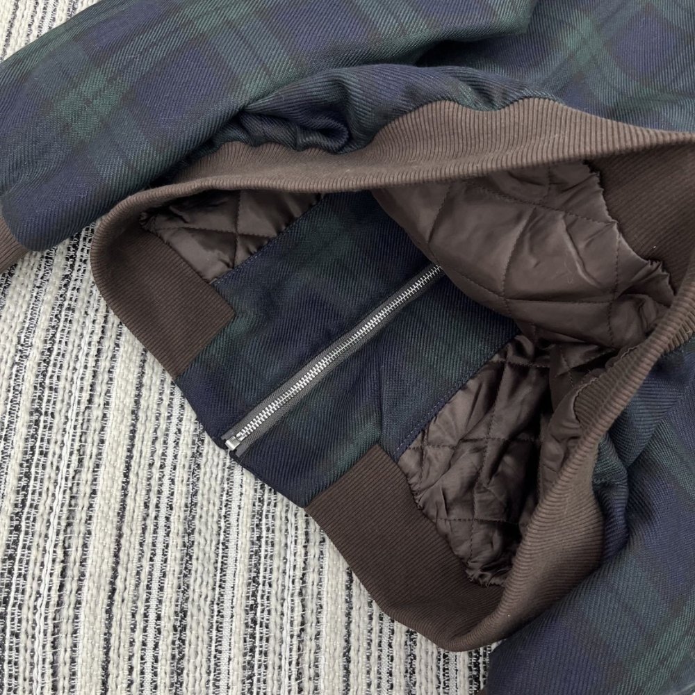 M1um1u Checked Twill Blouson Jacket Blue And Green Ml1328 17V7 F0D3Z S Ooo