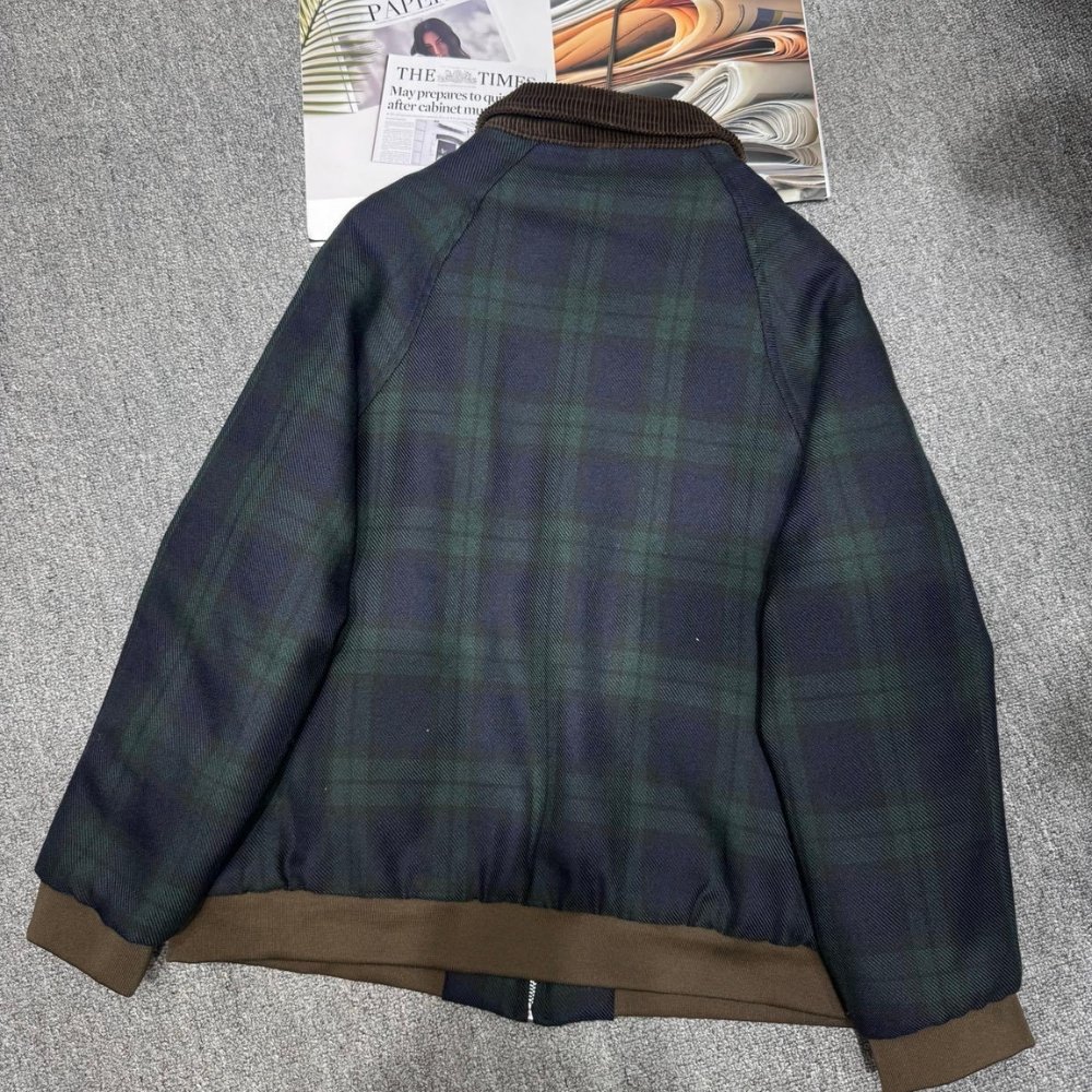 M1um1u Checked Twill Blouson Jacket Blue And Green Ml1328 17V7 F0D3Z S Ooo