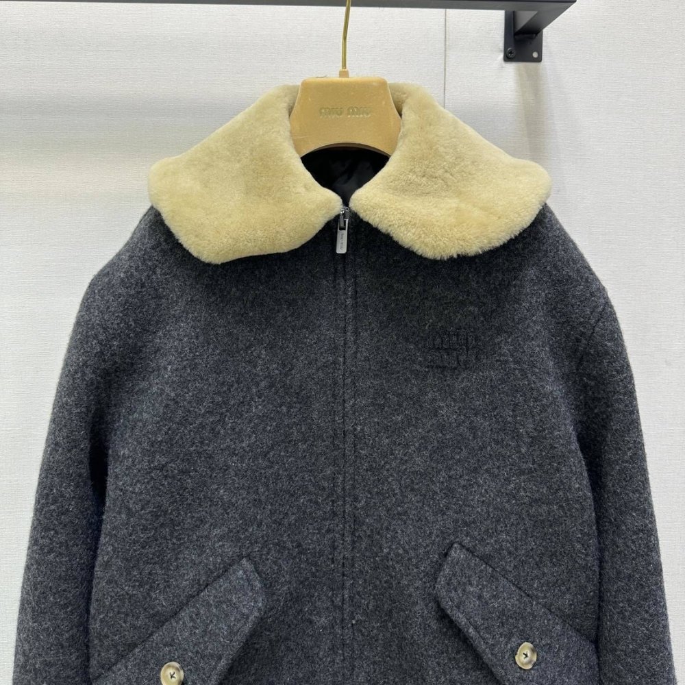 M1um1u Shetland Wool Blouson Jacket Anthracite Gray Ml1363 1799 F0308 S Ooo