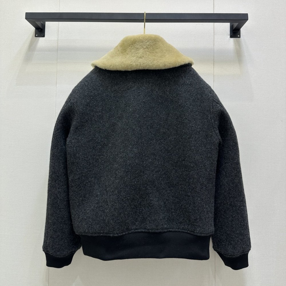 M1um1u Shetland Wool Blouson Jacket Anthracite Gray Ml1363 1799 F0308 S Ooo
