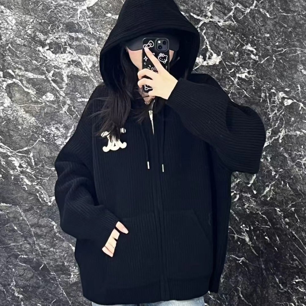 Ce1i*e Sweatshirt Jacket With Maxi Triomphe Logo Navy Blue