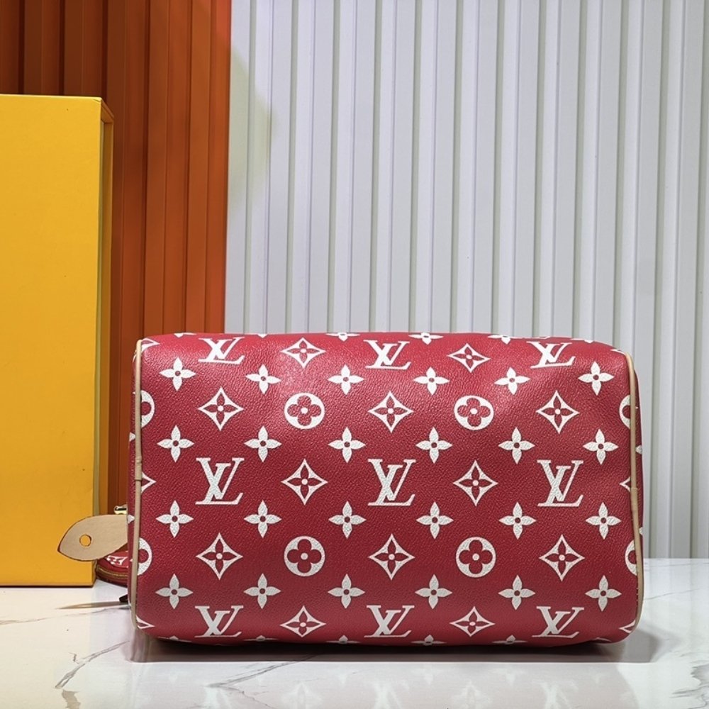 L0vis Vvtt0n Speedy P9 Bandoulière 30 Autruche Red 30Cm M14067
