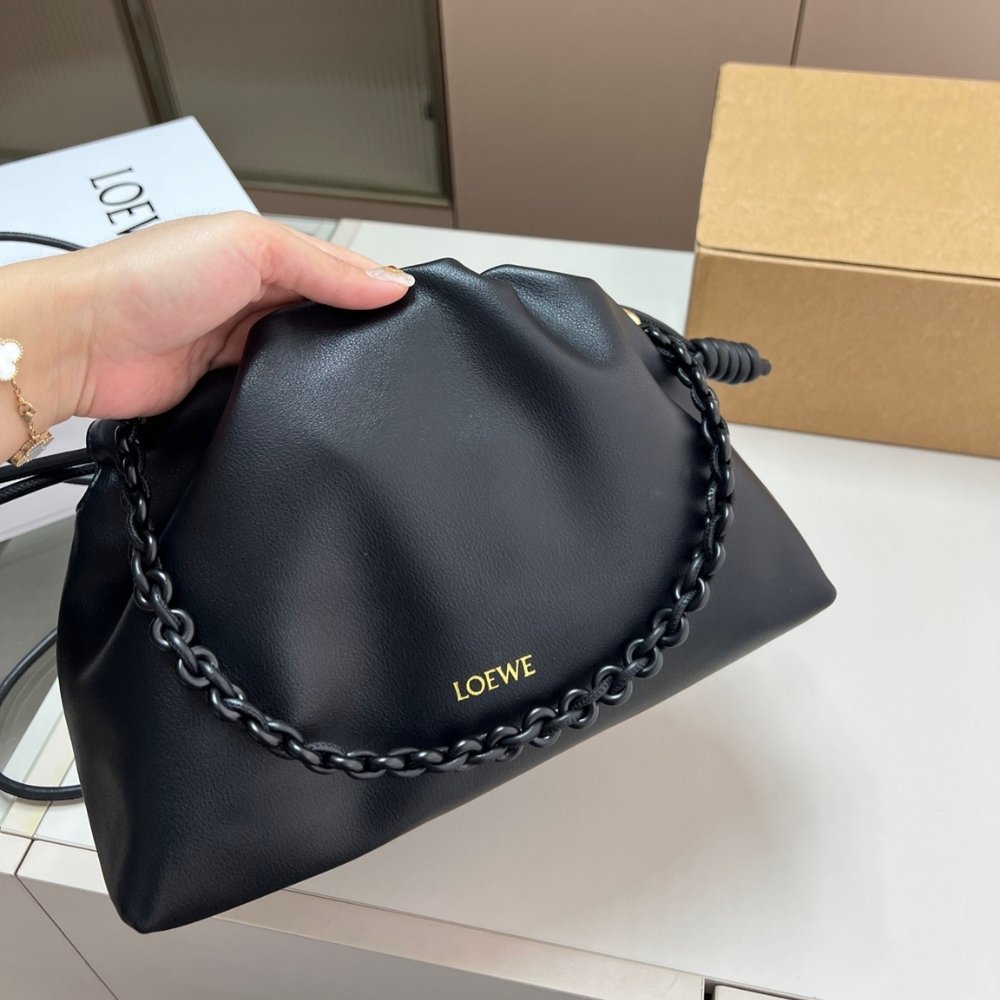 L0ew* Medium Flamenco Purse In Mellow Nappa Black 30Cm A411Fcrx84 1100
