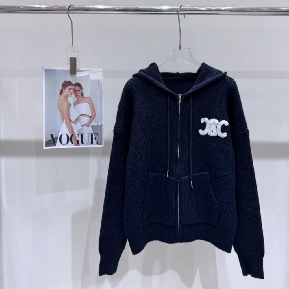 Ce1i*e Sweatshirt Jacket With Maxi Triomphe Logo Navy Blue