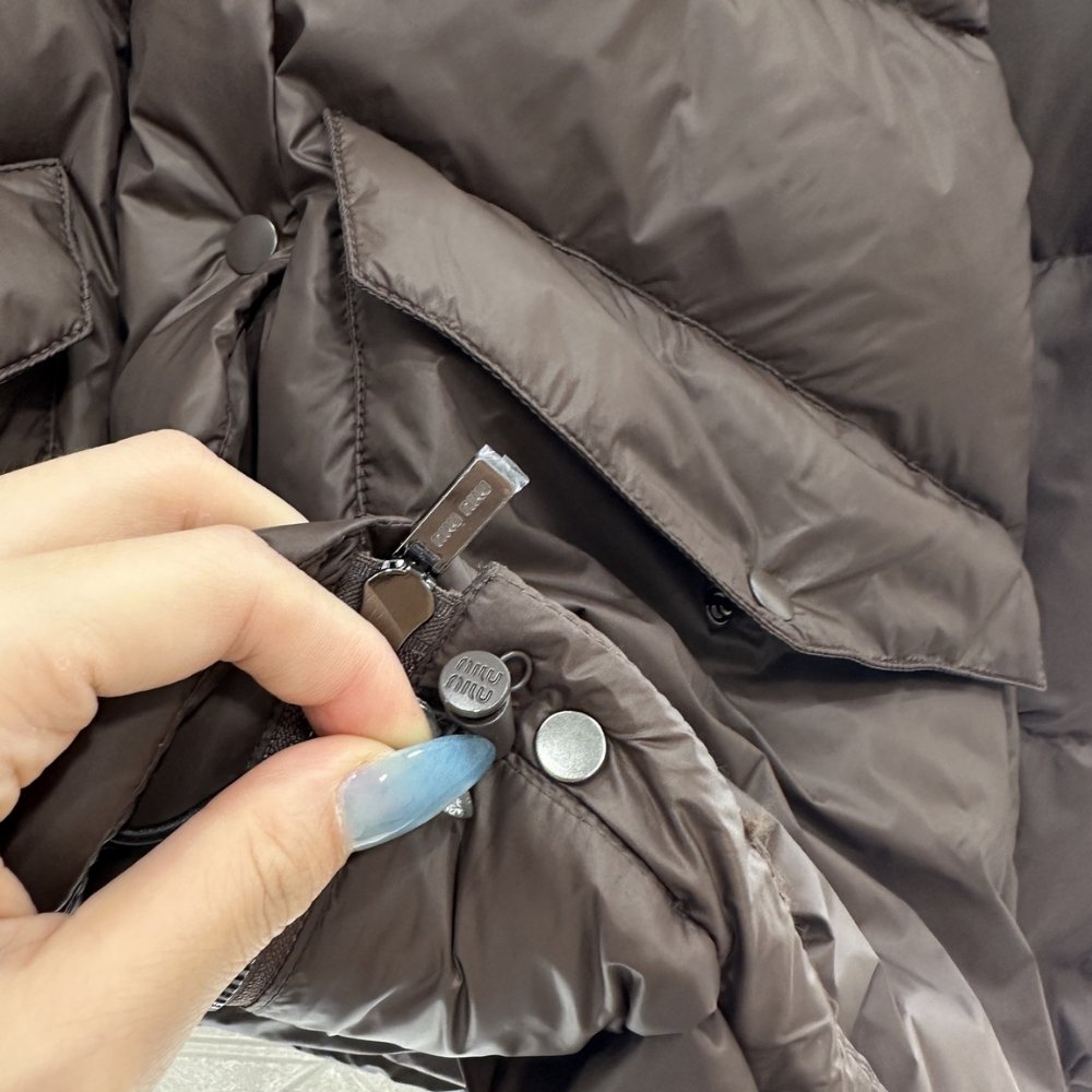 M1um1u Technical Ponge Cropped Down Jacket Brown Ml1107 15Wx F0192 S Ooo