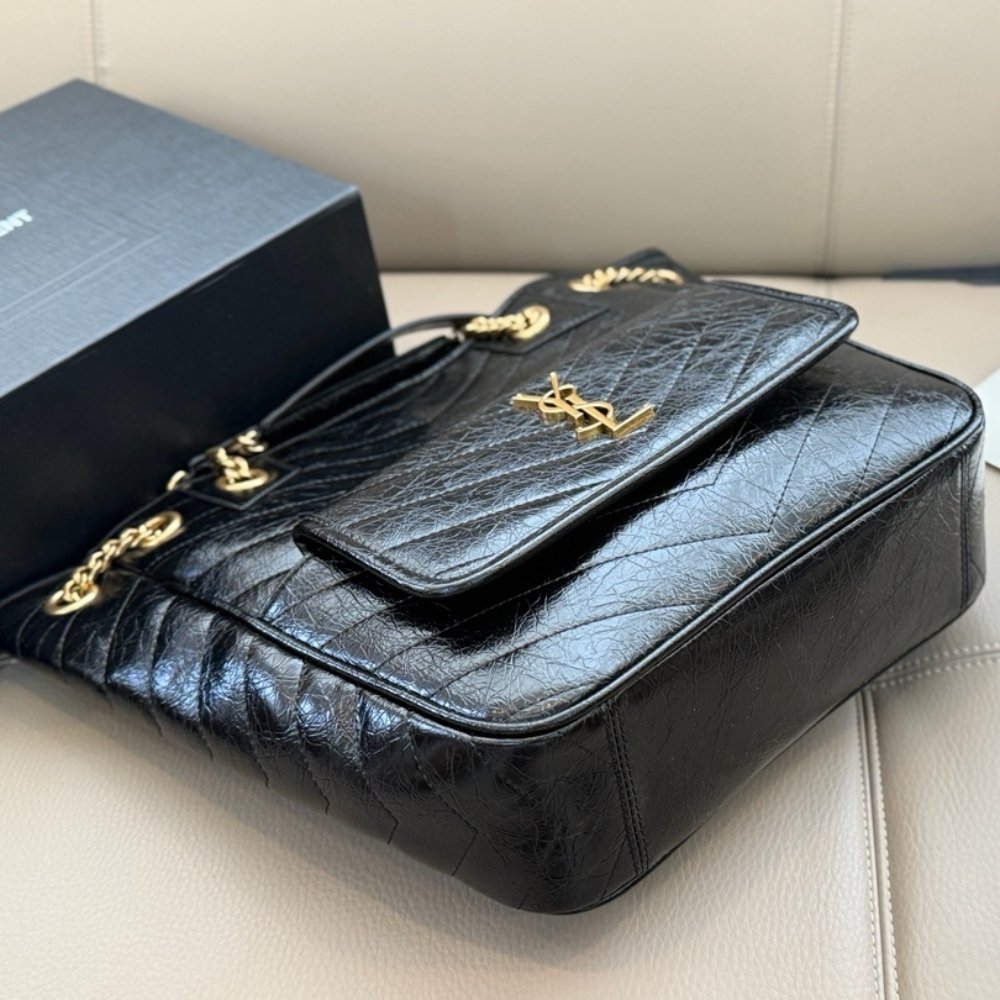 Sa1nt Lau*nt Niki Small Shopping In Vintage Black Leather 30Cm 8622950EN071000