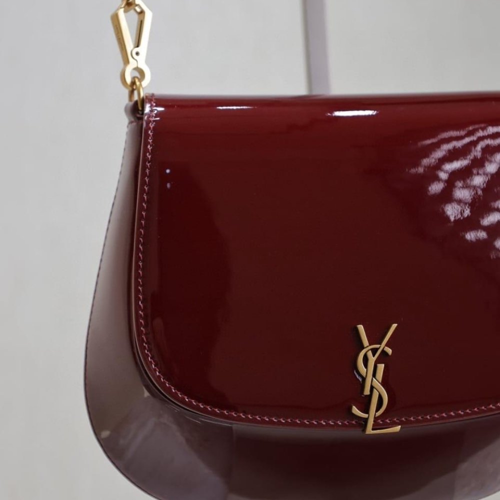 [S*per Vip 1:1] Sa1nt Lau*nt Mini Voltaire Top Handle Bag In Patent Leather Dark Red Wine 21Cm 800846Bmiiw6413