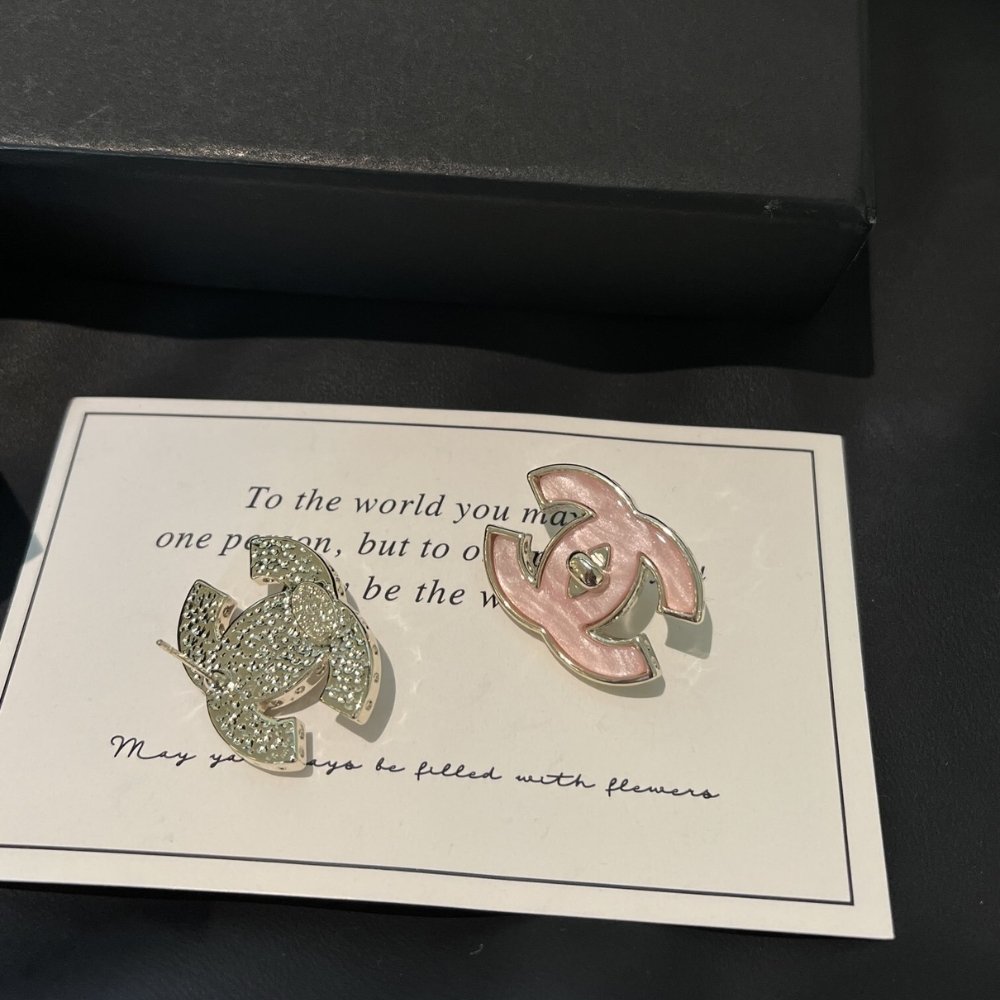 Ch**el Stud Earrings Pink Gold Abg299 B21878 U3494