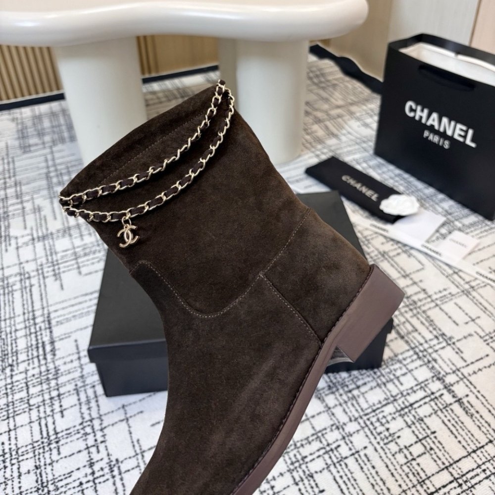 Ch**el Suede Ankle Boots Brown