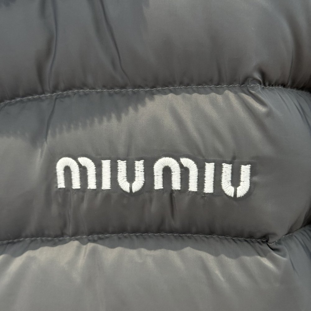 M1um1u Lightweight Pongé Down Jacket Gray Ml1347 1754 F0276 S Ooo