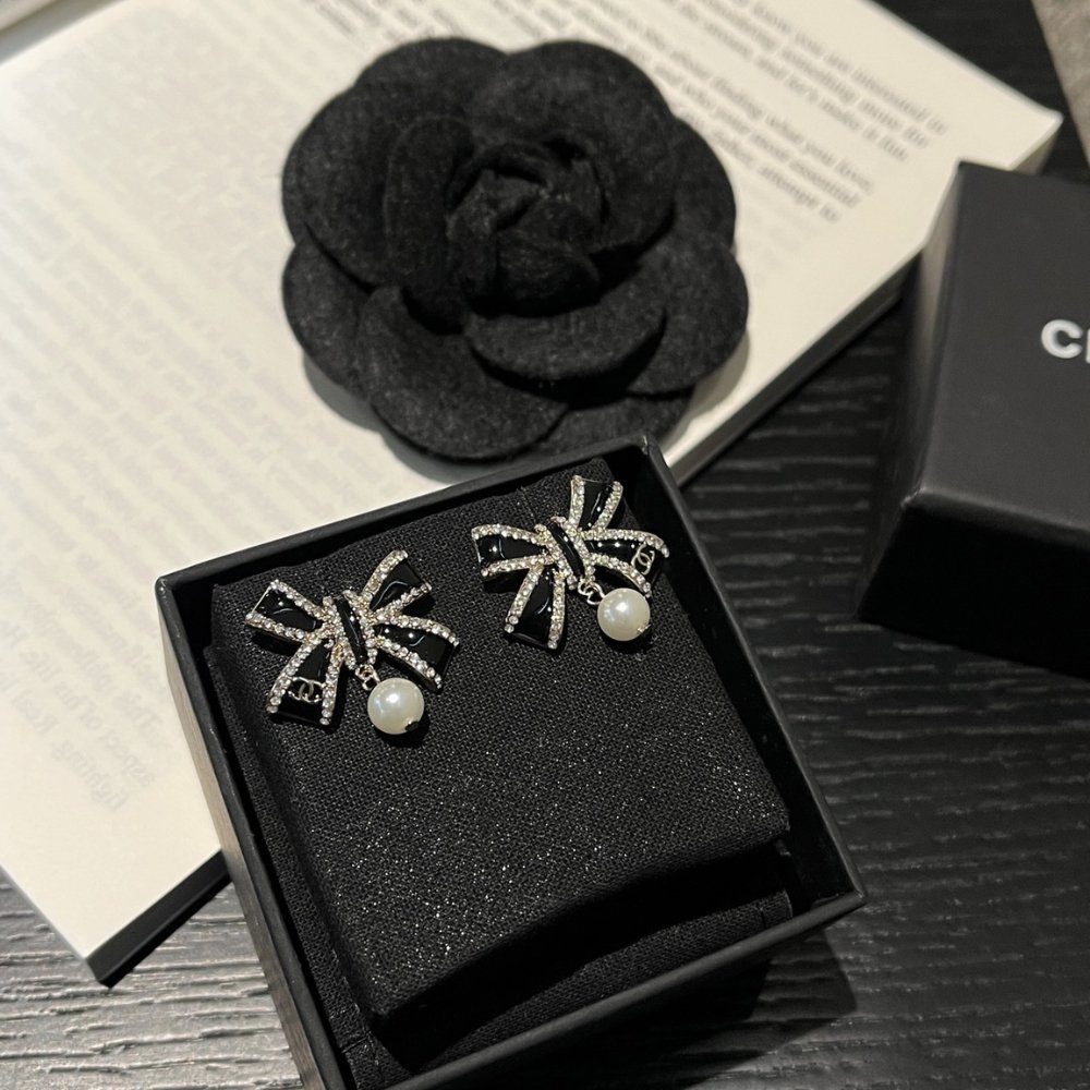 Ch**el Cc Costume Earrings Black Abg402 B21902 U3576