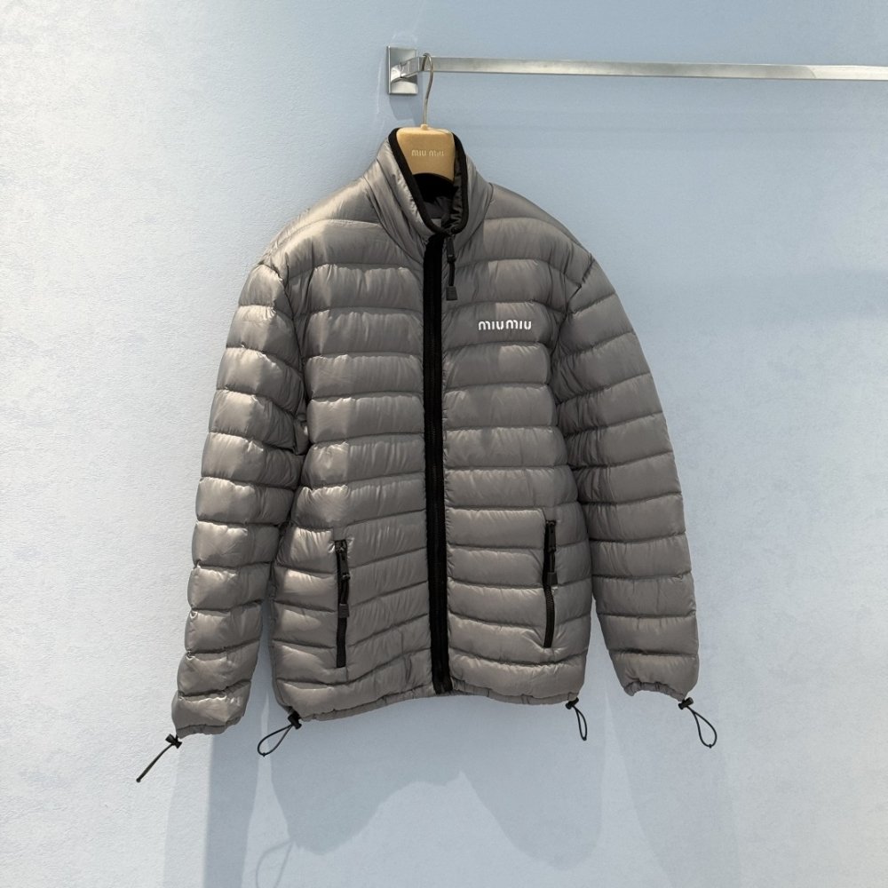 M1um1u Lightweight Pongé Down Jacket Gray Ml1347 1754 F0276 S Ooo
