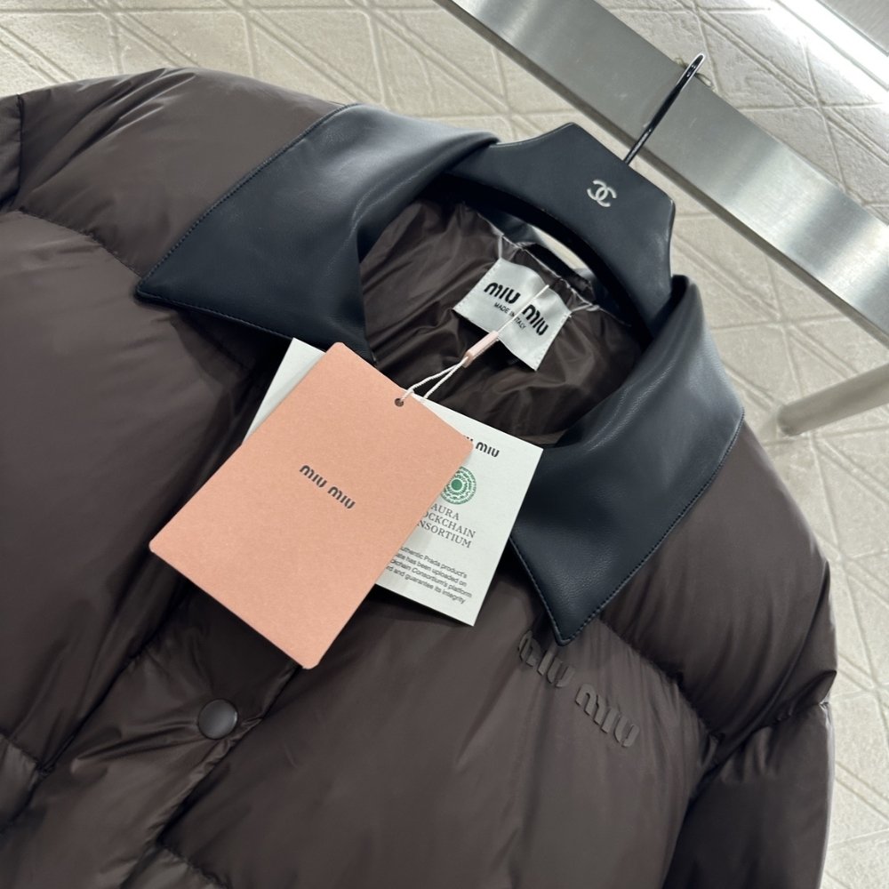 M1um1u Technical Ponge Cropped Down Jacket Brown Ml1107 15Wx F0192 S Ooo