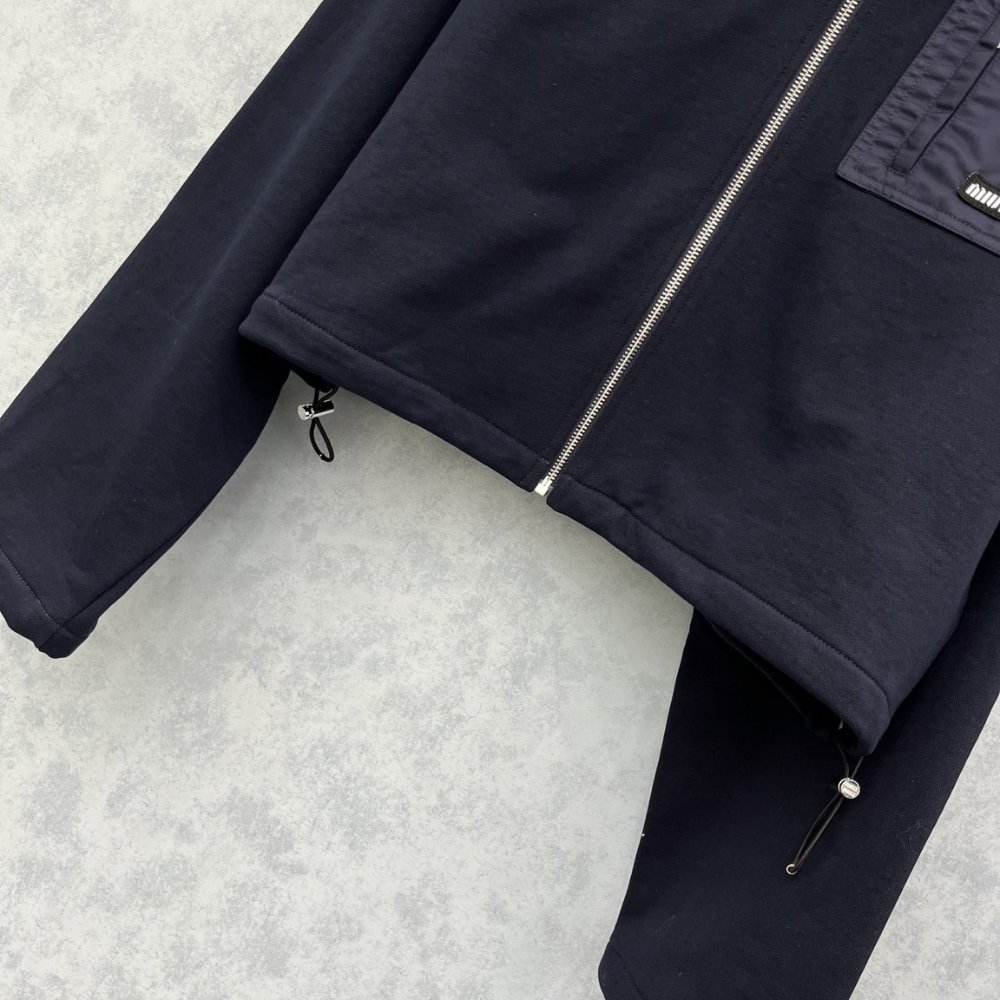 M1um1u Zippered Fleece Jacket Navy Mjla09 18Tp F0008 S Ooo
