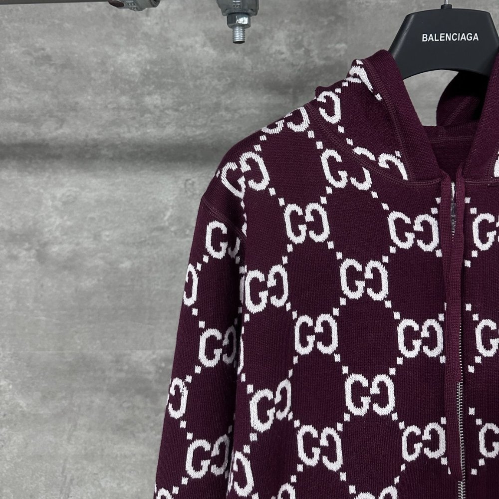 Gvc*1 Reversible Wool Zip Jacket Burgundy 794935 Xkd7E 6419