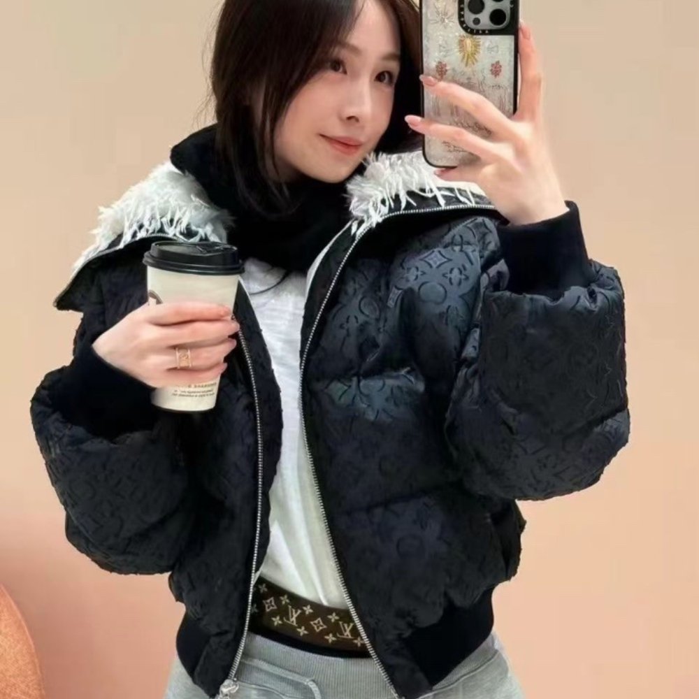 L0vis Vvtt0n Feather Collar Puffer Jacket Black 1Aiphc