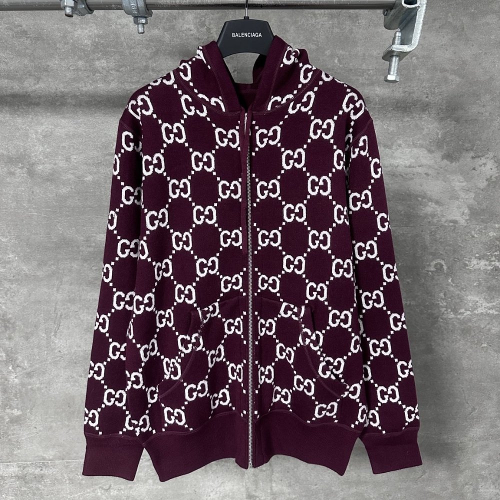 Gvc*1 Reversible Wool Zip Jacket Burgundy 794935 Xkd7E 6419