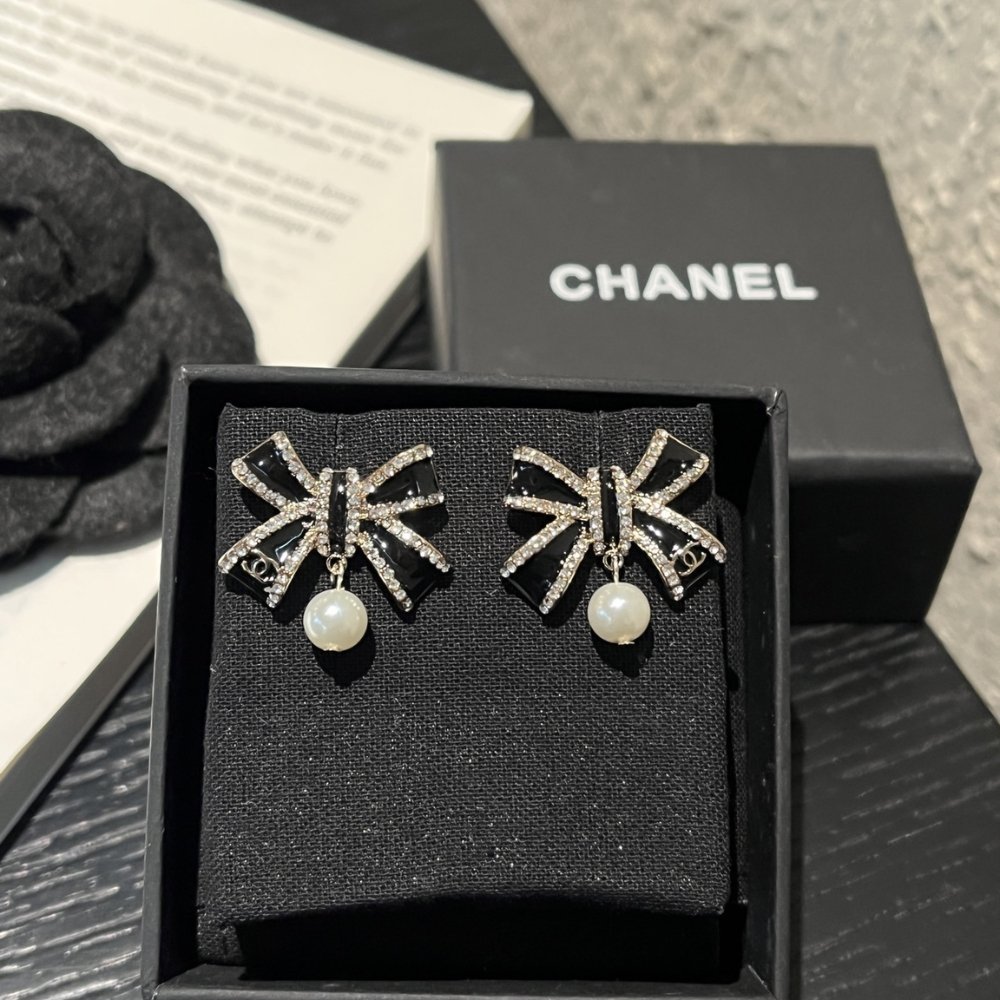 Ch**el Cc Costume Earrings Black Abg402 B21902 U3576
