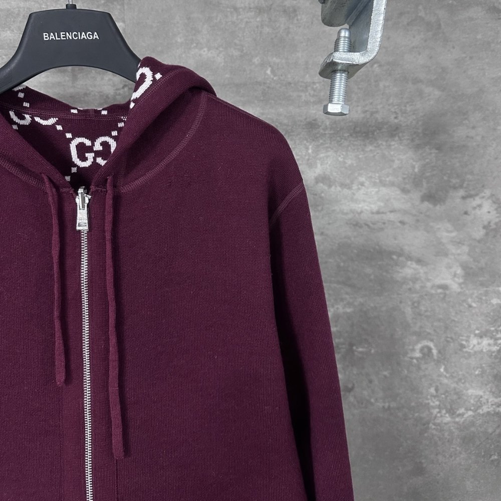 Gvc*1 Reversible Wool Zip Jacket Burgundy 794935 Xkd7E 6419