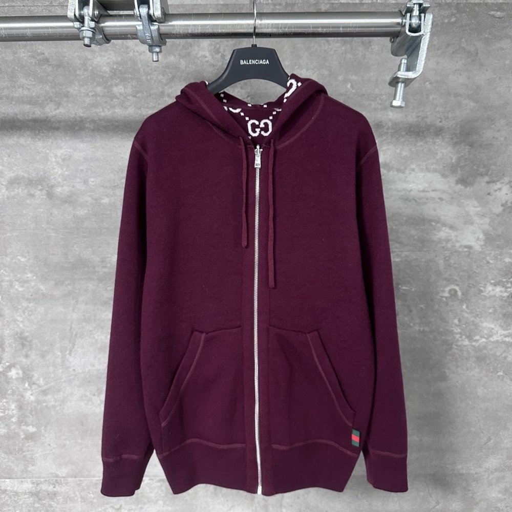 Gvc*1 Reversible Wool Zip Jacket Burgundy 794935 Xkd7E 6419