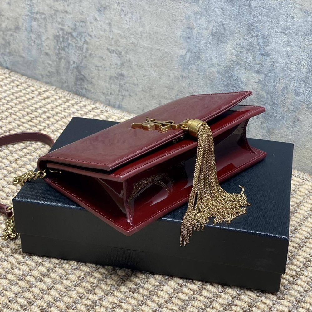 [S*per Vip 1:1] Sa1nt Lau*nt Kate Tassel Chain Wallet Burgundy 19Cm 742833Bmiiw6413