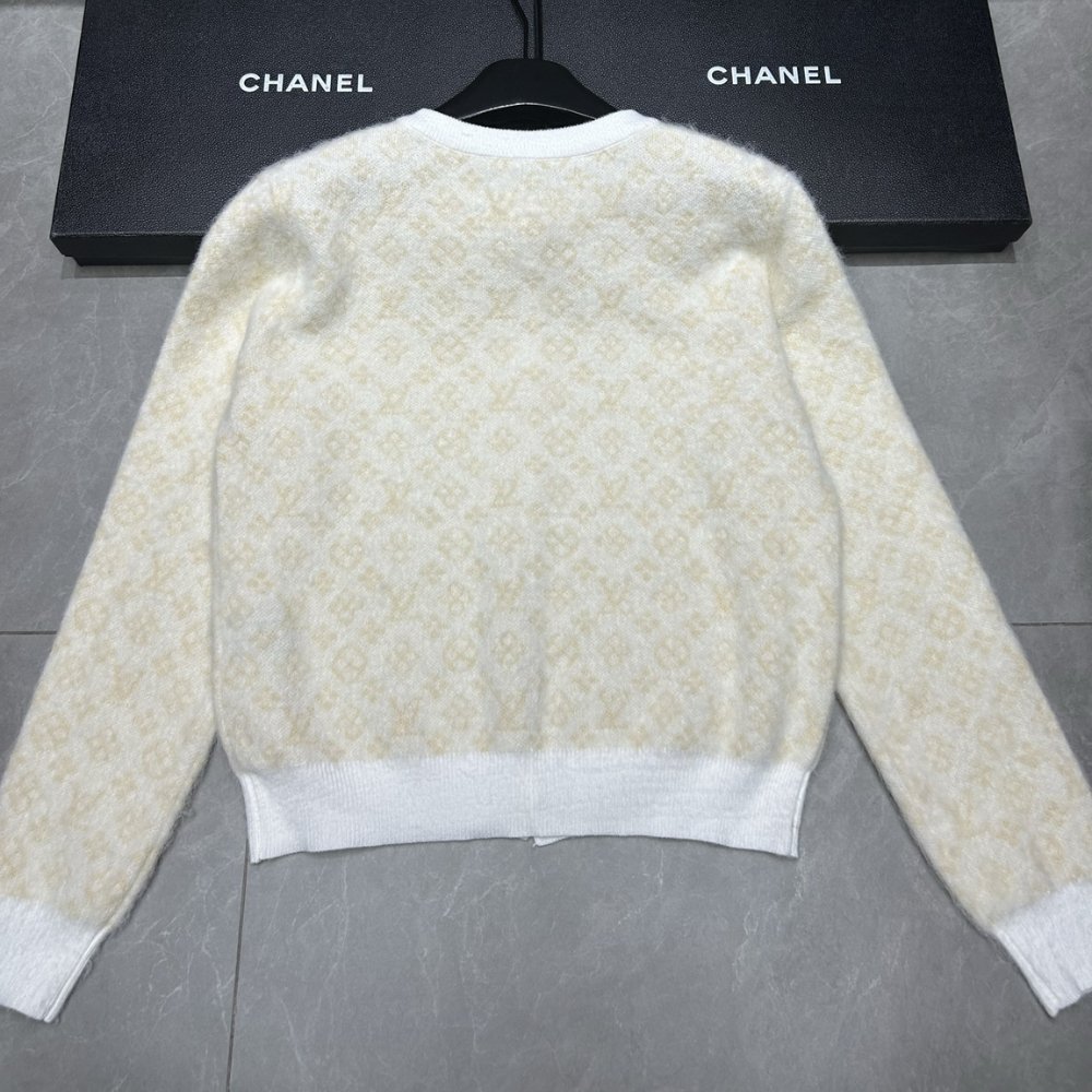 L0vis Vvtt0n Monogram Brushed Knit Cardigan Champagne 1Ajfru