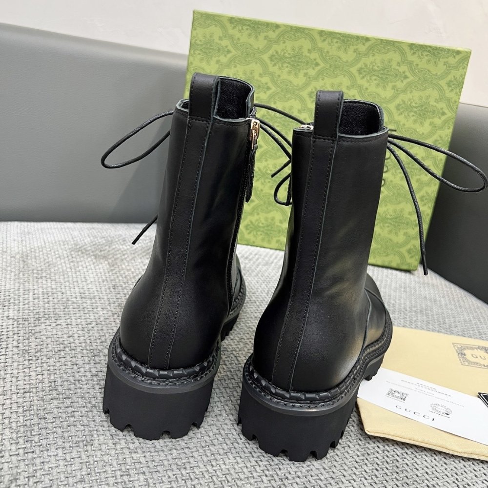 Gvc*1 Women Lace Up Ankle Boot With Gg Black 836050 Aadgl 1000