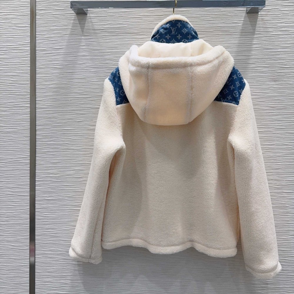 L0vis Vvtt0n Monogram Accent Fleece Jacket Beige 1Aiqqj