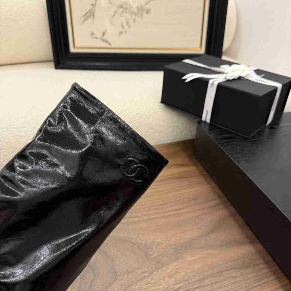 [S*per Vip 1:1] Ch**el High Boots Leather And Grosgrain Black G46677 B21755 94305