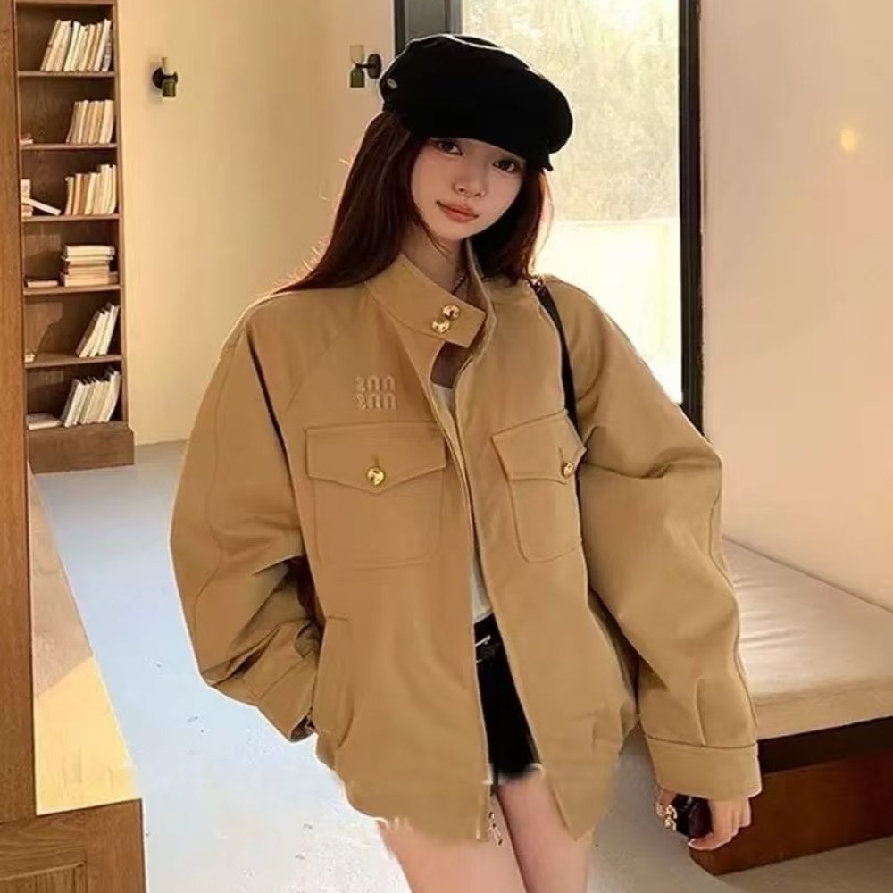 Miu Miu Cord Chino Blouson Jacket Beige