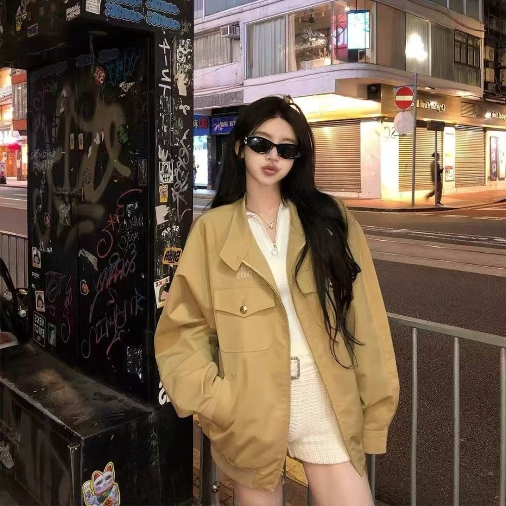 Miu Miu Cord Chino Blouson Jacket Beige