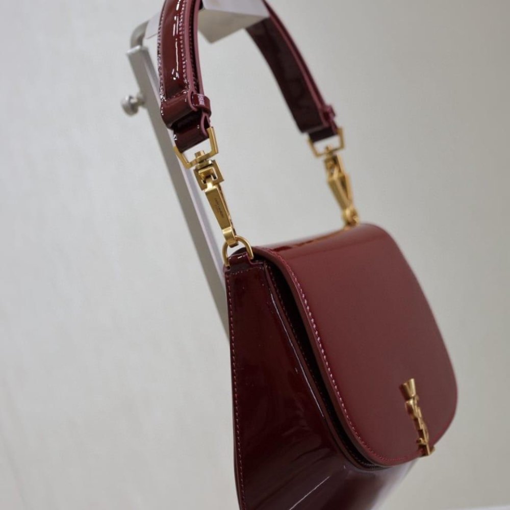 [S*per Vip 1:1] Sa1nt Lau*nt Mini Voltaire Top Handle Bag In Patent Leather Dark Red Wine 21Cm 800846Bmiiw6413