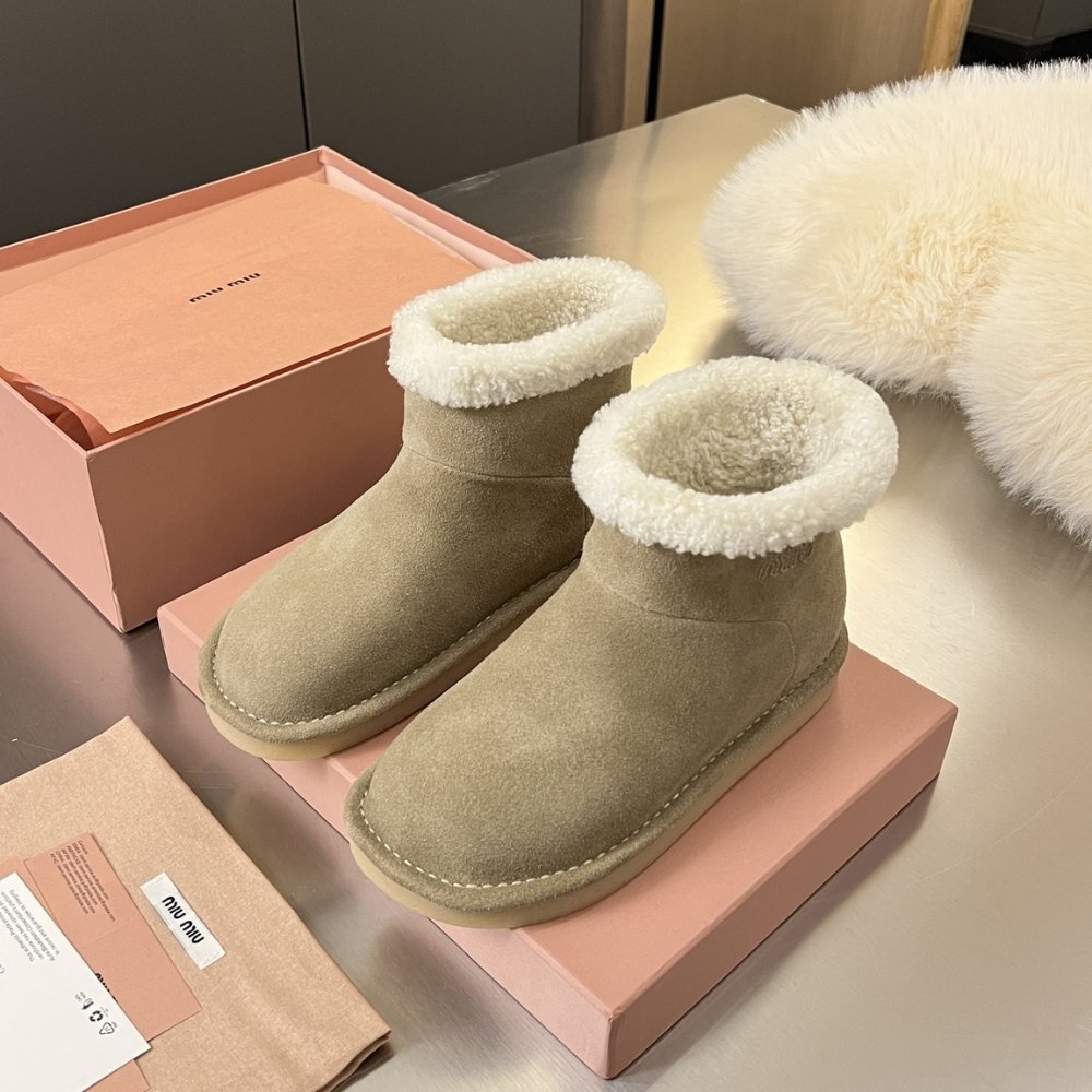 M1um1u Suede And Shearling Booties Desert Beige 5T515E Z0G F0F24 F Zf15