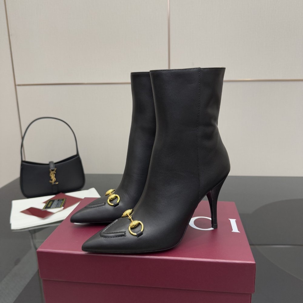 Gvc*1 Women Ankle Boot With Horsebit Black Leather 835741 Bko00 1000