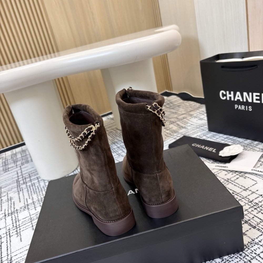 Ch**el Suede Ankle Boots Brown