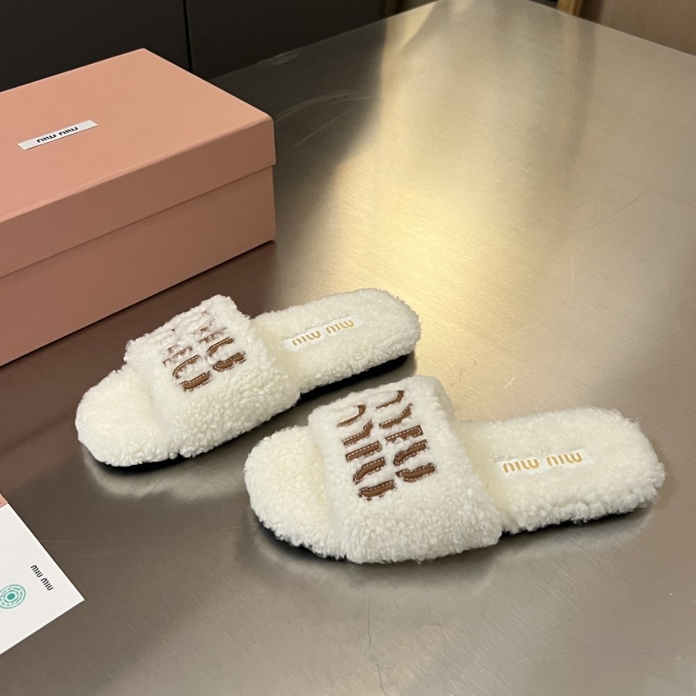 M1um1u Shearling Mules Natural 5Xx664 173 F0018 F 005