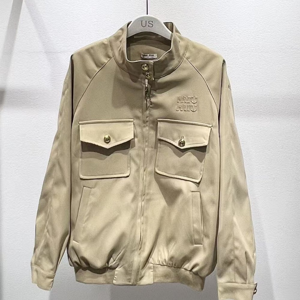 Miu Miu Cord Chino Blouson Jacket Beige
