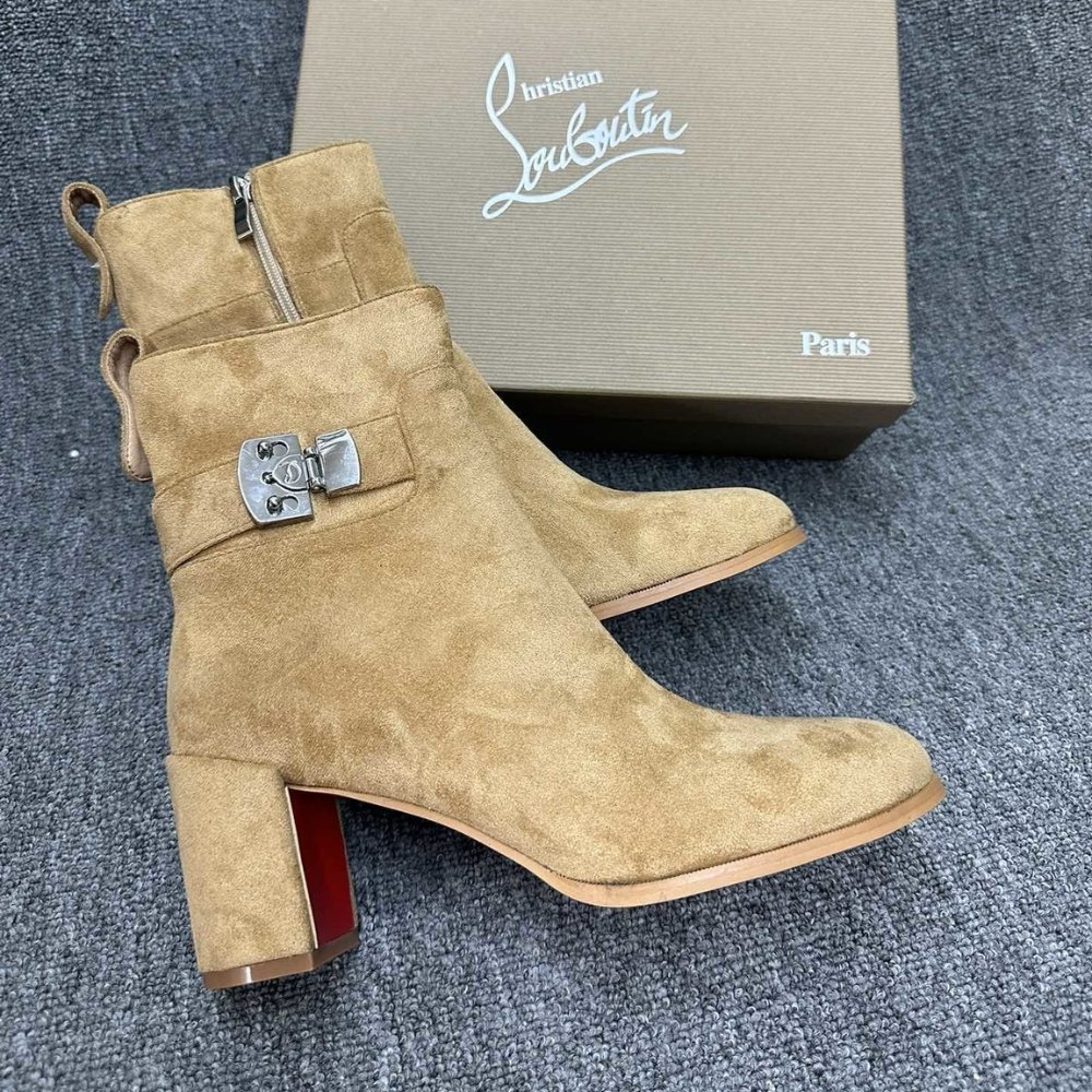 Chr1st1an Louboutin Booty Lock 70 Boots Beige 1250326F486