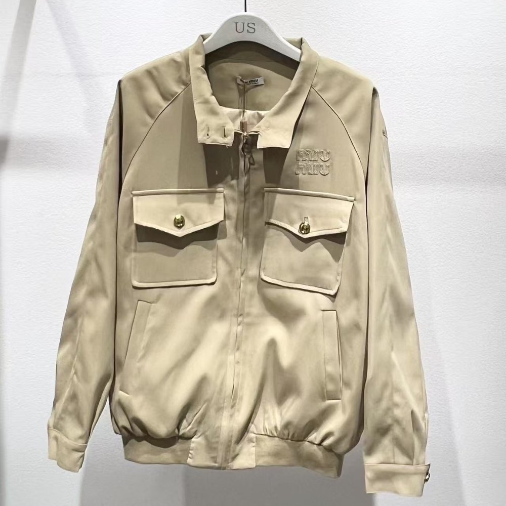 Miu Miu Cord Chino Blouson Jacket Beige