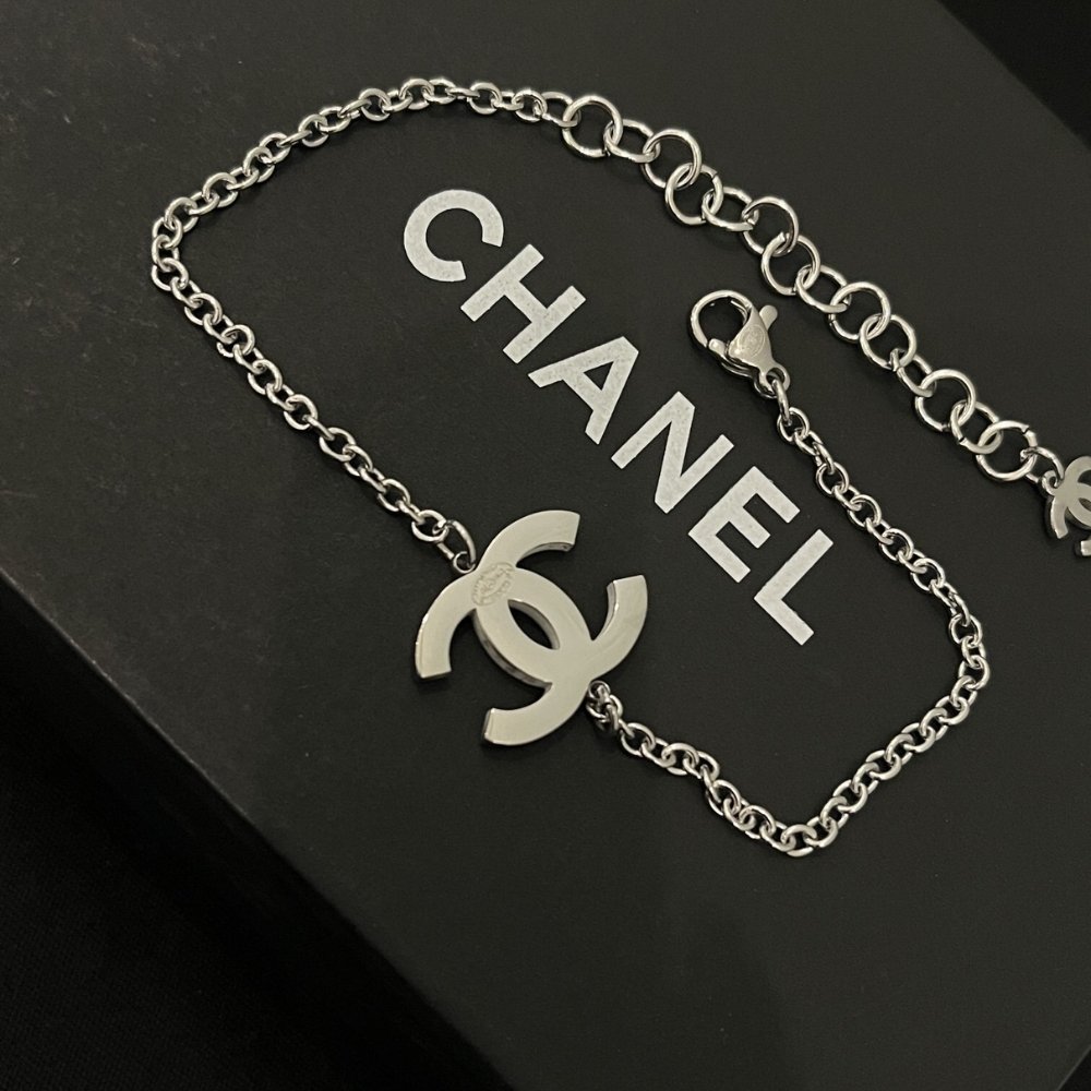 Ch**el Cc Logo Chain Bracelet Silver Abf797 B20581 U0944