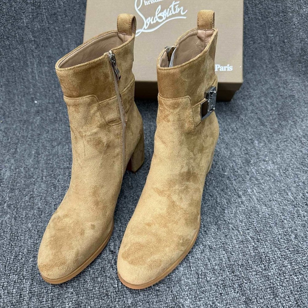 Chr1st1an Louboutin Booty Lock 70 Boots Beige 1250326F486