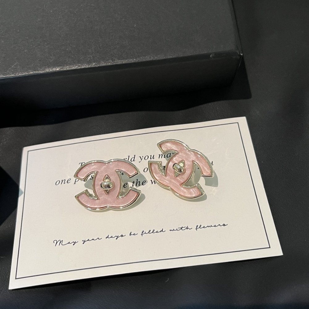 Ch**el Stud Earrings Pink Gold Abg299 B21878 U3494
