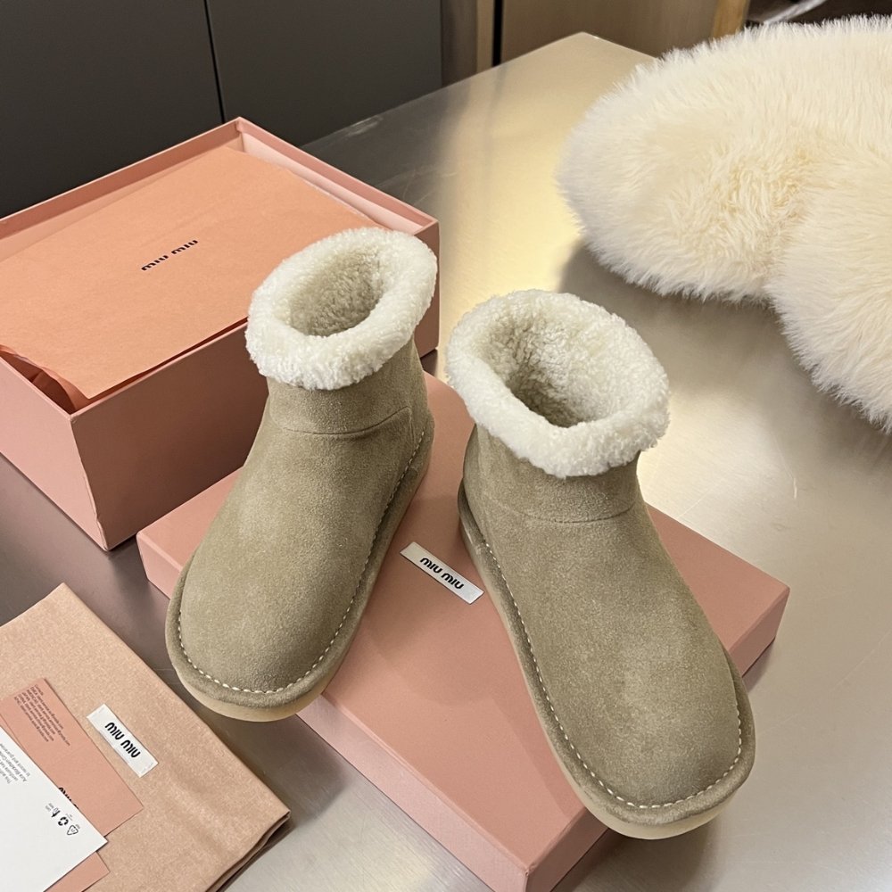 M1um1u Suede And Shearling Booties Desert Beige 5T515E Z0G F0F24 F Zf15